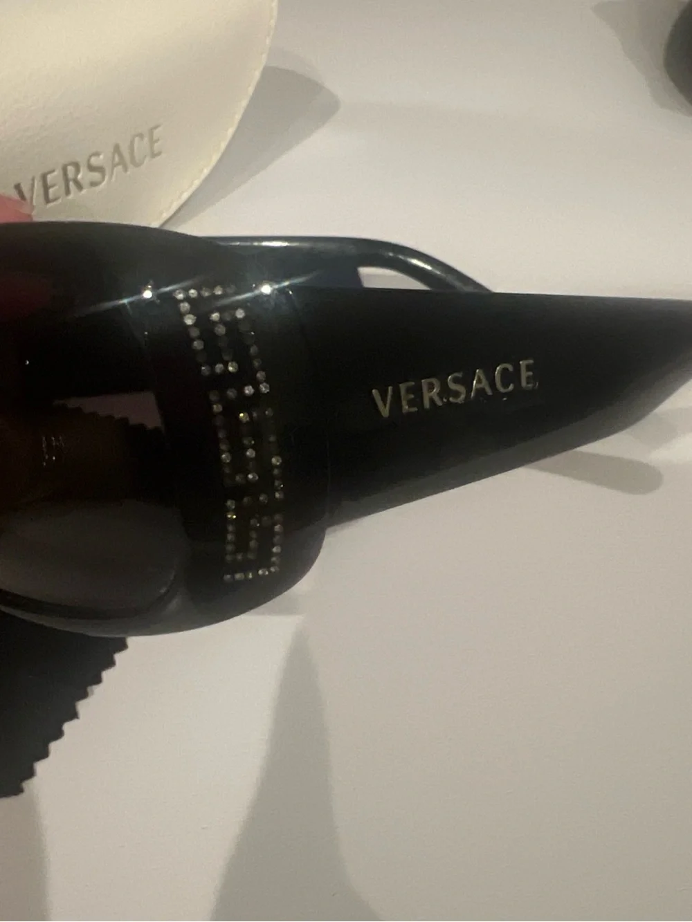 VINTAGE Y2K VERSACE Wrap Around SUNGLASSES With Case 90’s 80’s Black